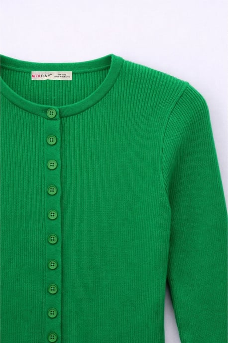 Knopfverschluss Slim Fit Rippstrick-Cardigan - Image 2