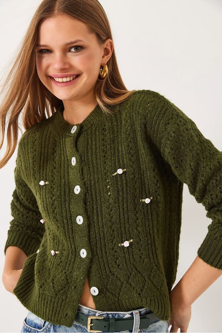 Strukturierter Strickjacke mit Knopfverschluss - Image 4