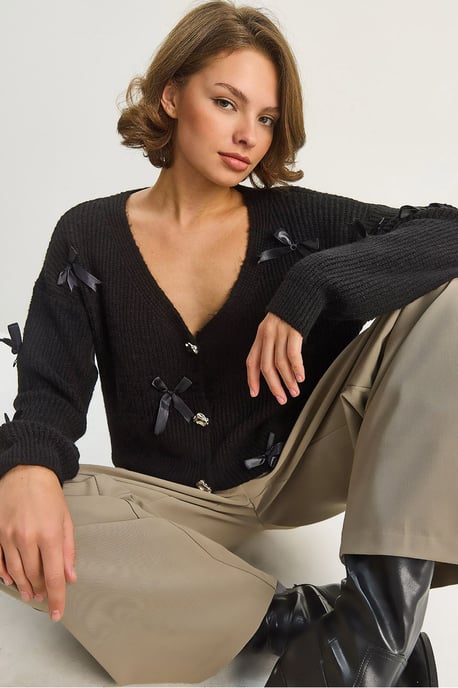Oversized-Kardigan mit Schleifendetail - Image 1