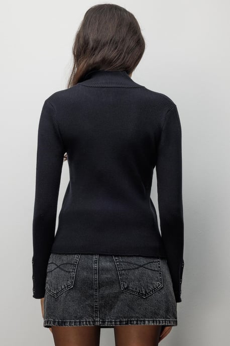 Slim Fit Halb-Rollkragen-Cardigan mit Knopfverschluss - Image 3