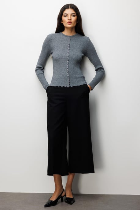 Rippstrick-Cardigan mit Knöpfen - Image 2