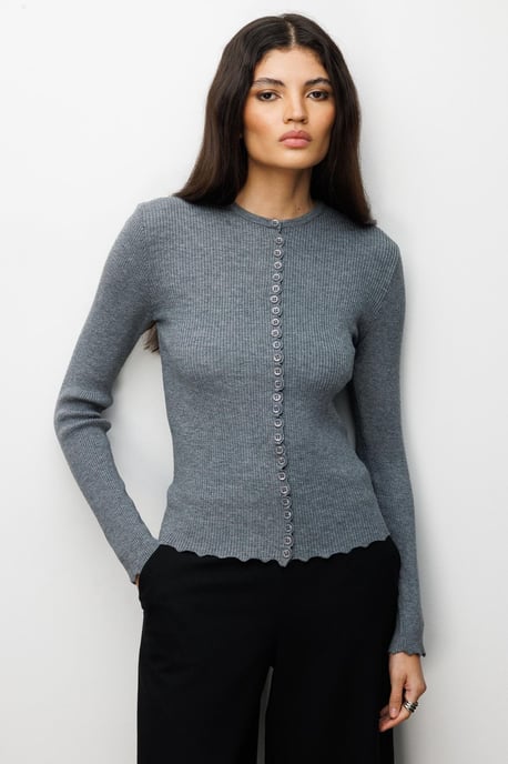 Rippstrick-Cardigan mit Knöpfen - Image 3