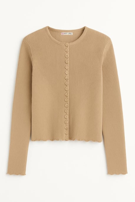Rippstrick-Knöpfen Cardigan - Image 4
