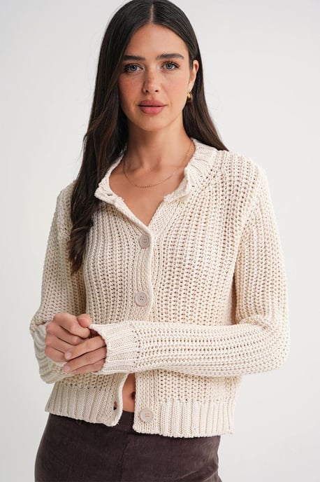 Strukturierter Rippstrick-Cardigan mit Knöpfen - Image 3