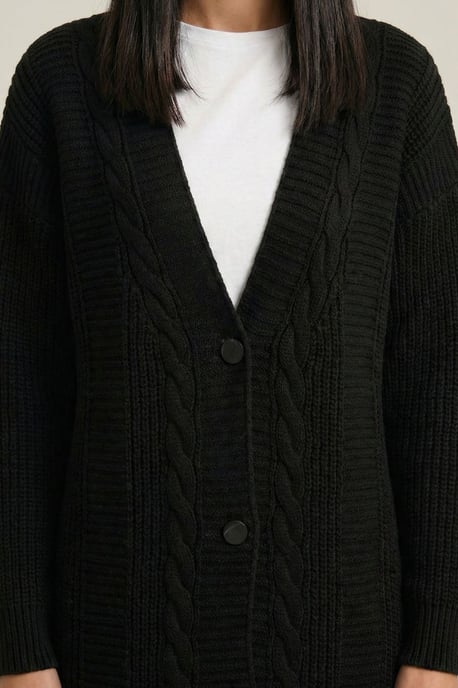 Knopf-V-Ausschnitt Jacquard-Cardigan - Image 4