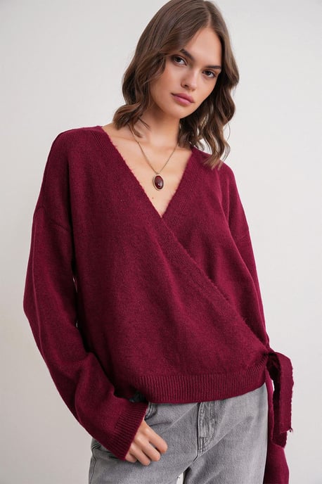 Rippstrick V-Ausschnitt Cardigan mit Bindeband - Image 4