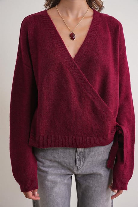 Rippstrick V-Ausschnitt Cardigan mit Bindeband - Image 5