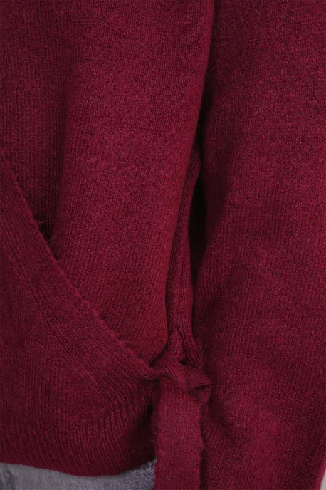Rippstrick V-Ausschnitt Cardigan mit Bindeband - Image 6