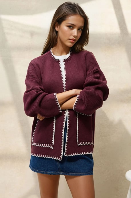 Gestreifter langer Strickcardigan - Image 6
