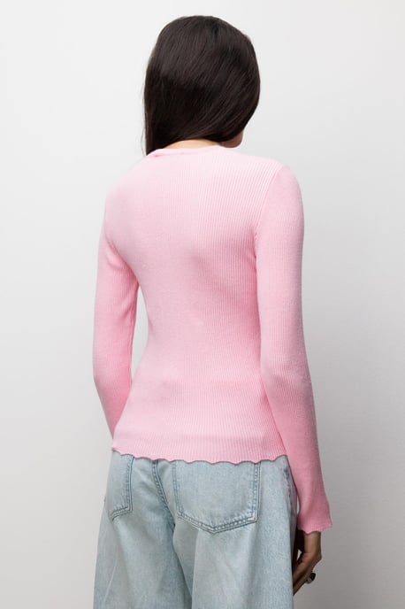 Rippstrick-Cardigan mit Knopfleiste - Image 4