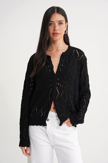 Strickjacke mit Struktur und Knopfverschluss - Image 1