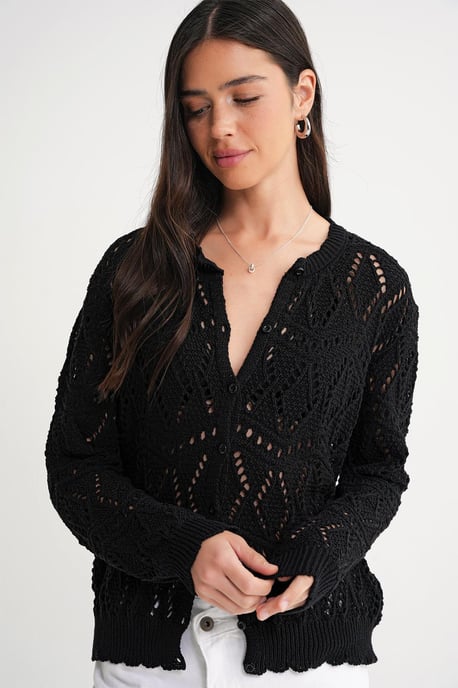 Strickjacke mit Struktur und Knopfverschluss - Image 3