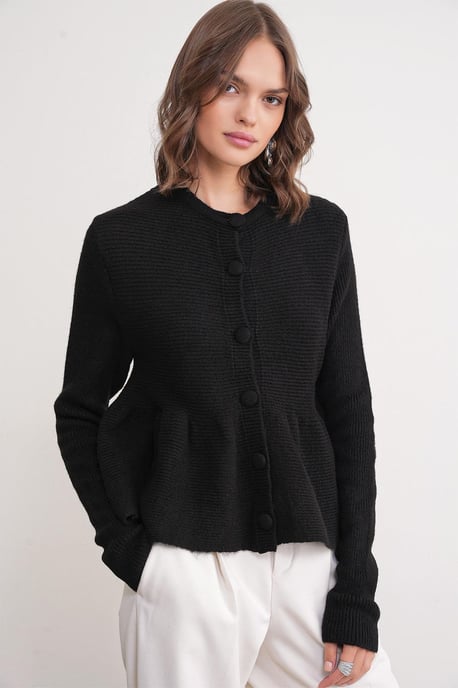 Rippstrick-Cardigan mit Rundhalsausschnitt - Image 1