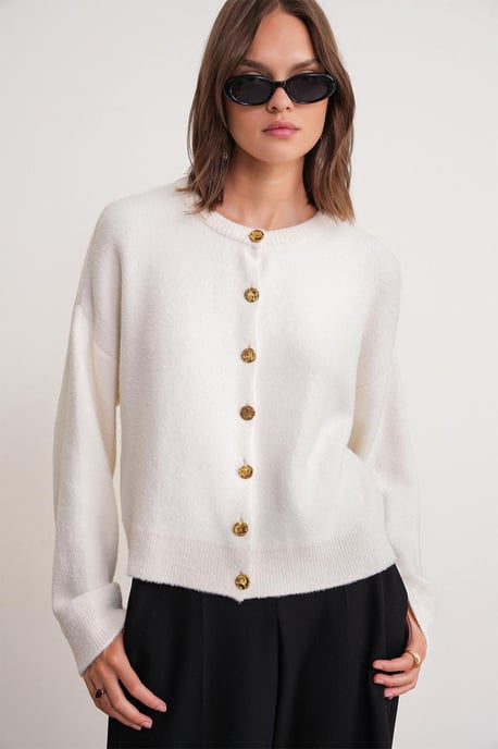 Knopfrippstrickjacke - Image 1