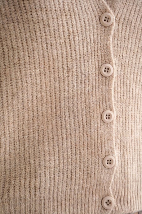 Strukturiertes V-Ausschnitt Knopf Cardigan - Image 6