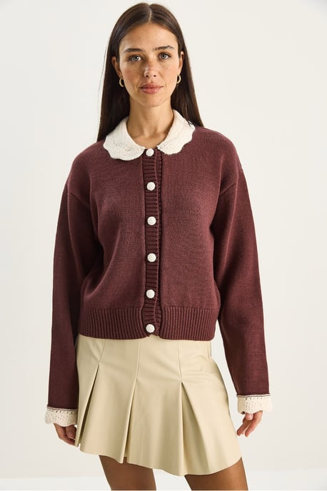 Dicker gerippter Strickcardigan mit Knopfverschluss - Image 2