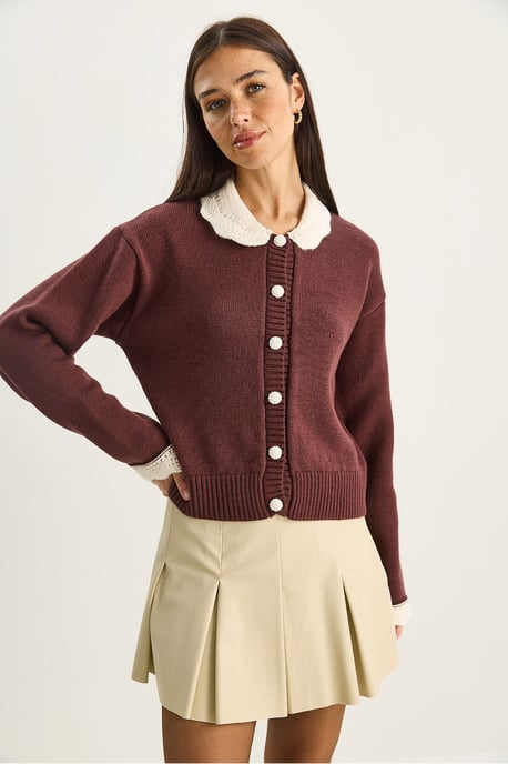 Dicker gerippter Strickcardigan mit Knopfverschluss - Image 4