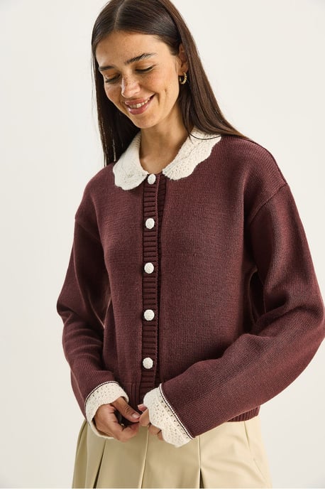 Dicker gerippter Strickcardigan mit Knopfverschluss - Image 5