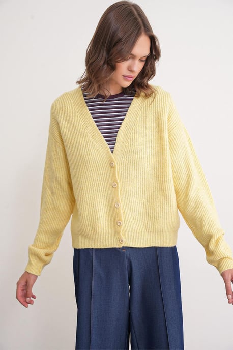 Texturierten V-Ausschnitt Knöpfen Cardigan - Image 3