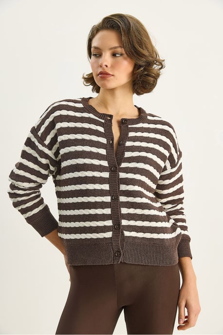 Haarzopf Strickjacke mit Knopfverschluss - Image 4