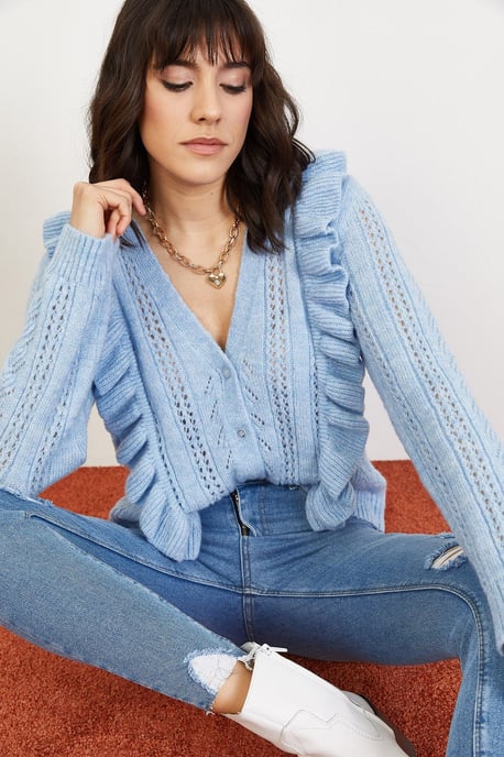 Knöpfen Jacquard-Muster Langarm-Cardigan - Image 5