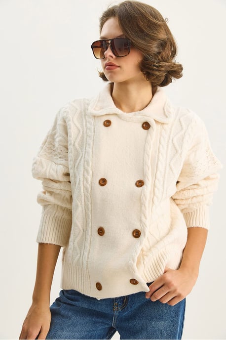 Strukturierter Rippstrick-Cardigan mit Knopfverschluss - Image 2