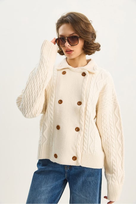 Strukturierter Rippstrick-Cardigan mit Knopfverschluss - Image 3