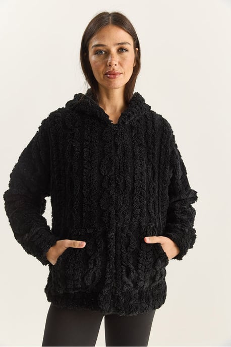 Hoodie mit strukturiertem Strick und Reißverschluss - Image 5