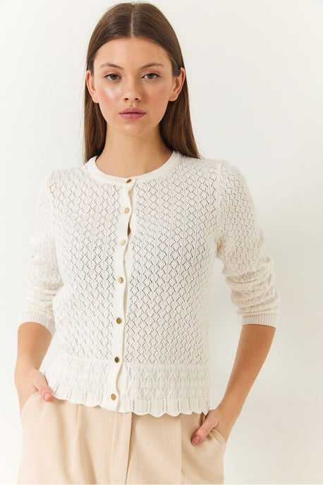 Texturierter Baumwoll-Rippstrick-Cardigan mit Knopfverschluss - Image 2