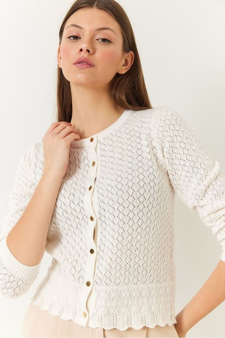 Texturierter Baumwoll-Rippstrick-Cardigan mit Knopfverschluss - Image 3