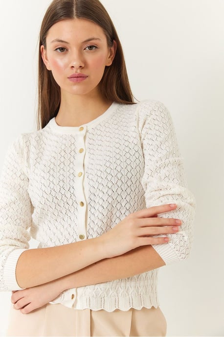 Texturierter Baumwoll-Rippstrick-Cardigan mit Knopfverschluss - Image 4