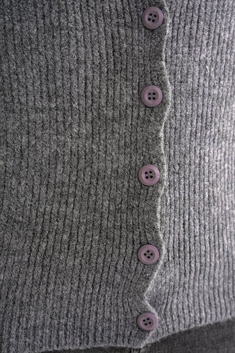 Strukturiertes V-Ausschnitt Knopf-Cardigan - Image 6