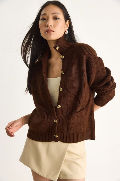 Strickjacke mit Struktur und langen Ärmeln - Image 3