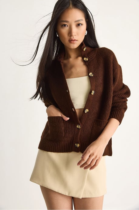 Strickjacke mit Struktur und langen Ärmeln - Image 4