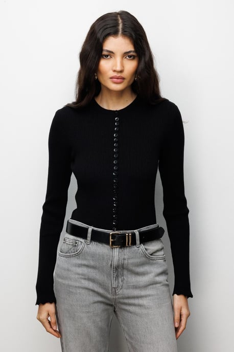 Rippstrick-Knopf-Cardigan - Image 3