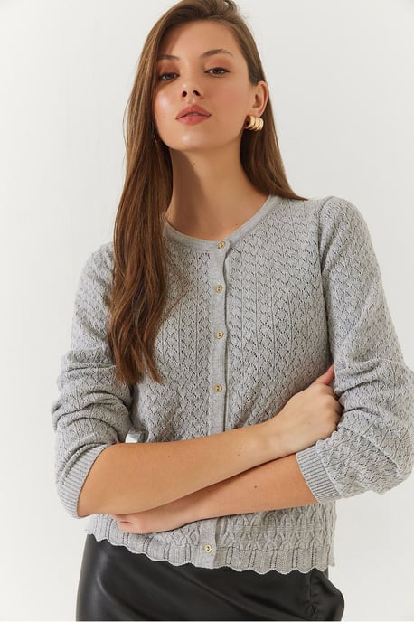 Strukturierter Baumwoll-Rippstrick-Cardigan mit Knopfschluss - Image 1