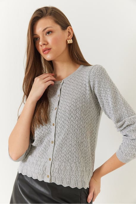 Strukturierter Baumwoll-Rippstrick-Cardigan mit Knopfschluss - Image 2