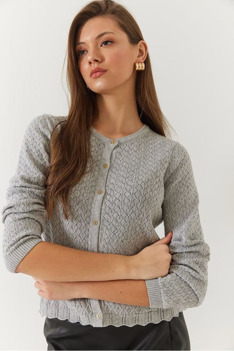 Strukturierter Baumwoll-Rippstrick-Cardigan mit Knopfschluss - Image 3