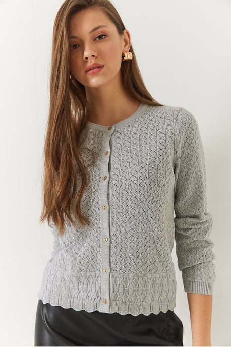 Strukturierter Baumwoll-Rippstrick-Cardigan mit Knopfschluss - Image 4