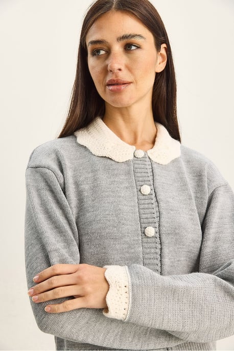 Dicker gerippter Strickcardigan mit Knopfverschluss - Image 1