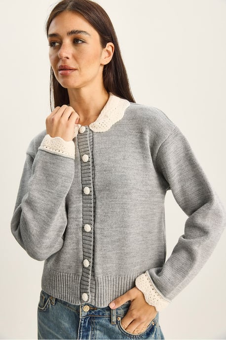 Dicker gerippter Strickcardigan mit Knopfverschluss - Image 4