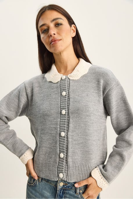 Dicker gerippter Strickcardigan mit Knopfverschluss - Image 5