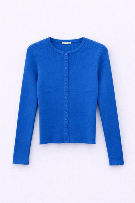 Knopfverschluss Slim Fit Rippstrick-Cardigan - Image 1