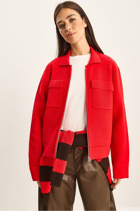 Rippstrick-Cardigan mit Reißverschluss und Taschen - Image 1