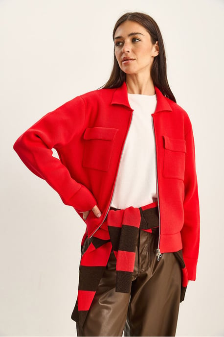 Rippstrick-Cardigan mit Reißverschluss und Taschen - Image 2