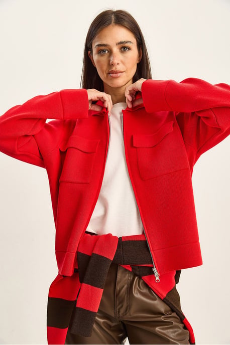Rippstrick-Cardigan mit Reißverschluss und Taschen - Image 3