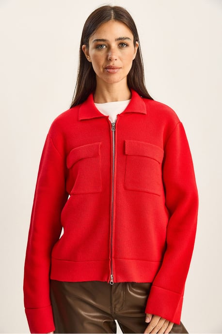 Rippstrick-Cardigan mit Reißverschluss und Taschen - Image 4