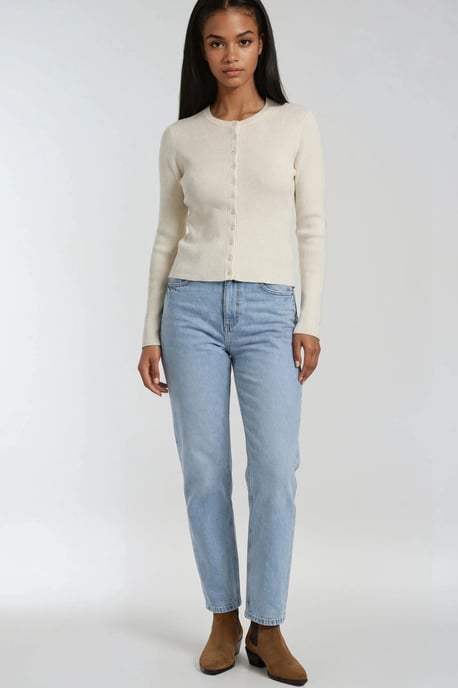 Knopfverschluss Slim Fit Rippstrick-Cardigan - Image 3