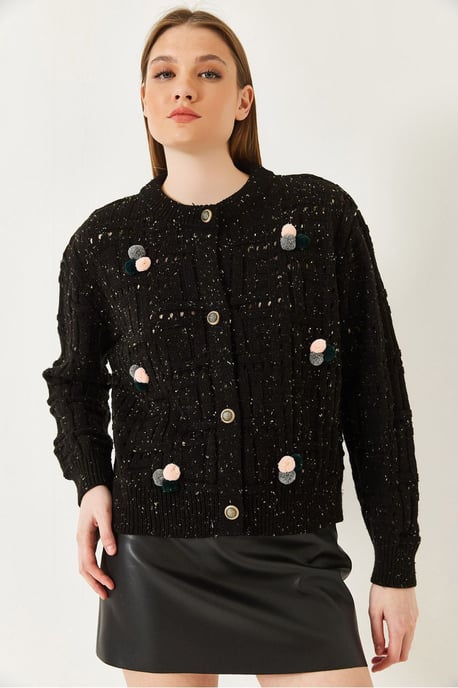 Strickjacke mit Struktur und Pompon - Image 2