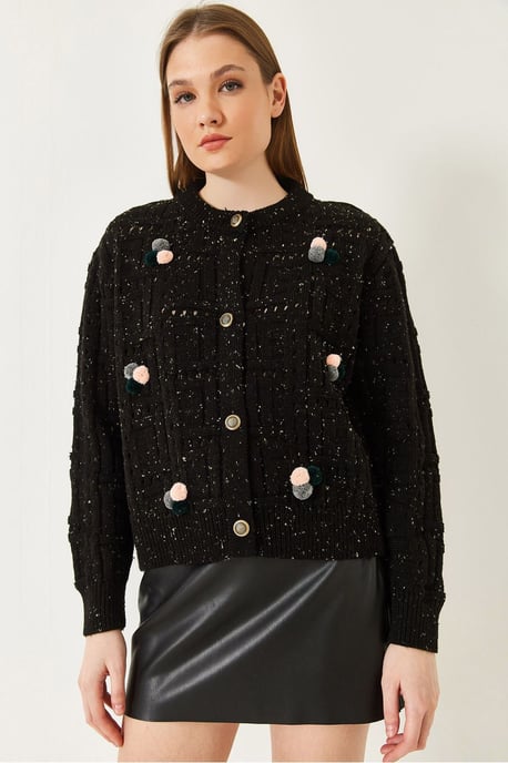Strickjacke mit Struktur und Pompon - Image 4